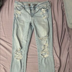 American Eagle Outfitters Light Blue Distressed Jegging